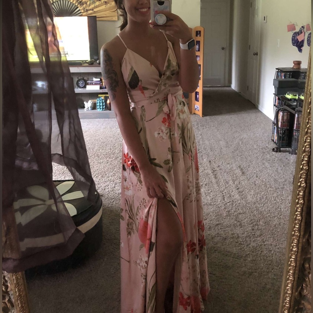 Lulu’s Still the One Maxi Floral Pink Dress XS